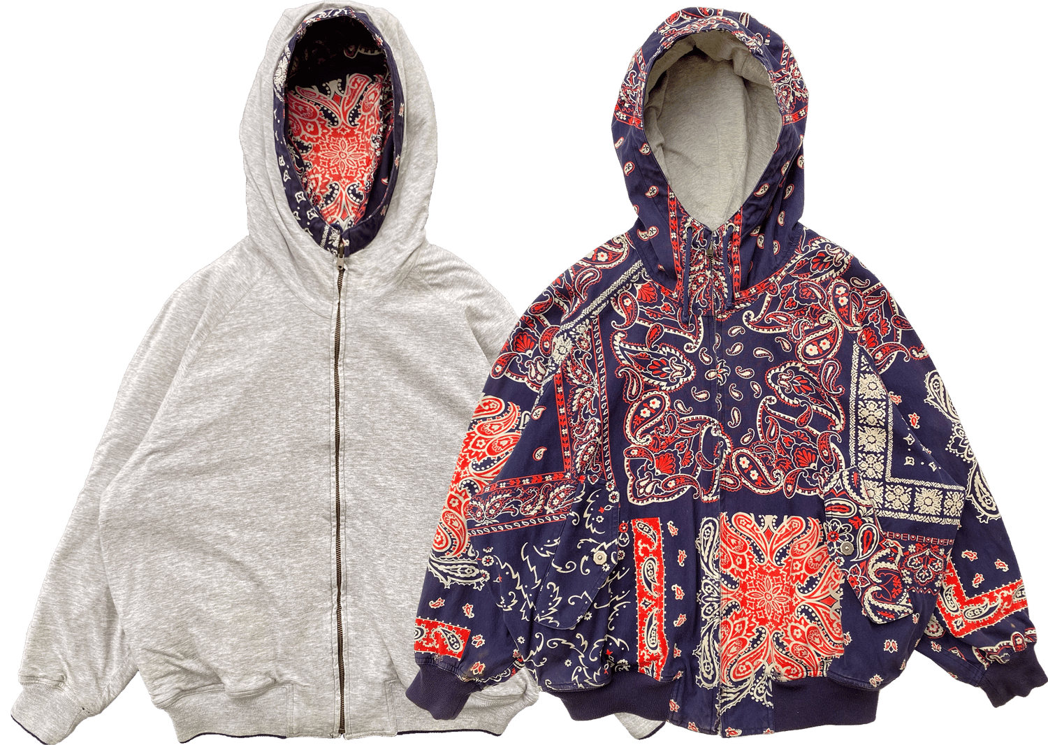 80's Issey Miyake Reversible Paisley Sport Hoodie | neverlandsupply